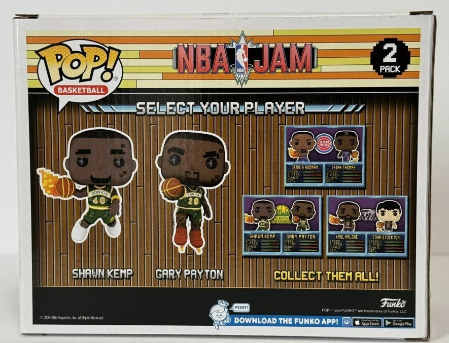 Gary Payton & Shawn Kemp Signed NBA JAM Funko Pop (Beckett COA)