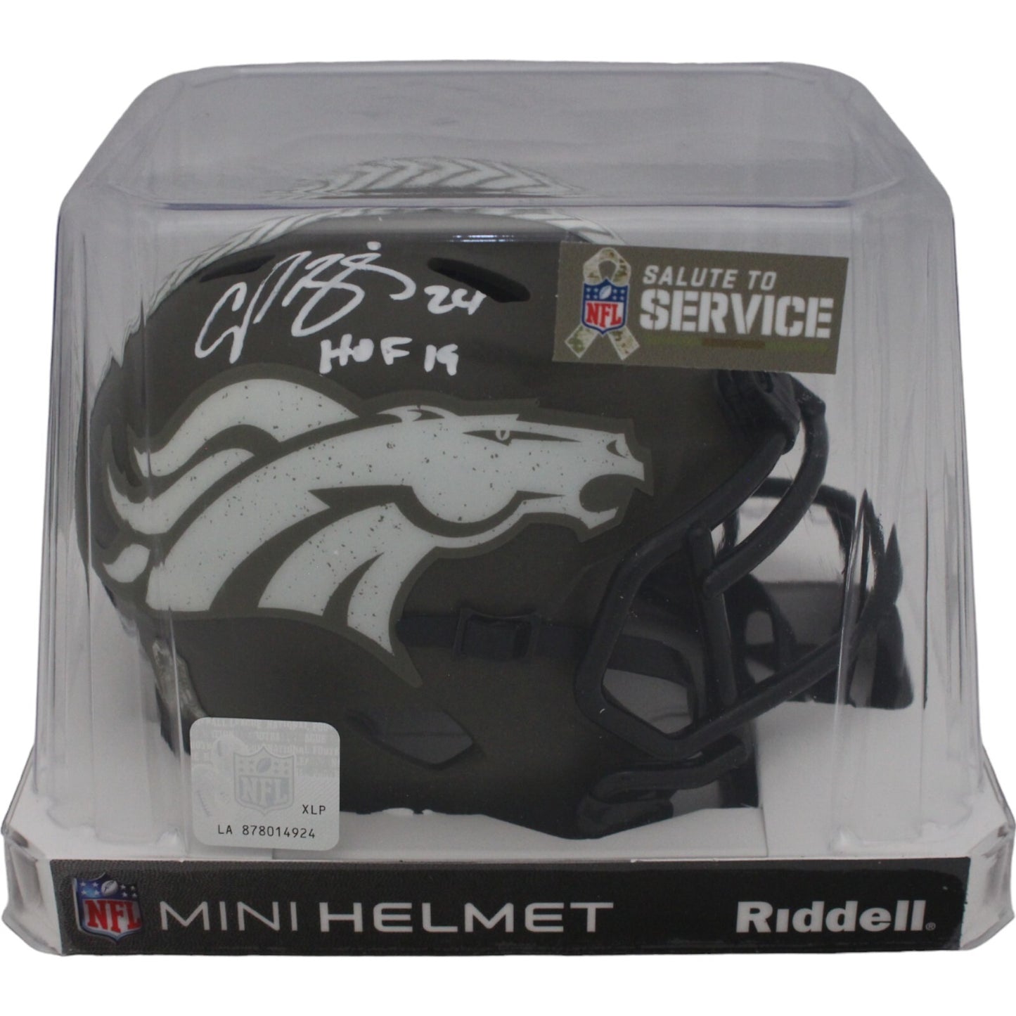Champ Bailey Signed Denver Broncos Salute to Service Mini Helmet HOF