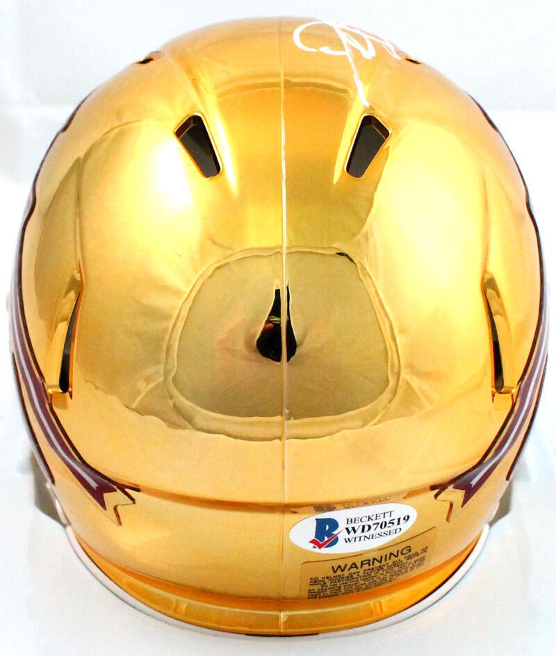 Deion Sanders Signed Florida State Seminoles Chrome Speed Mini Helmet