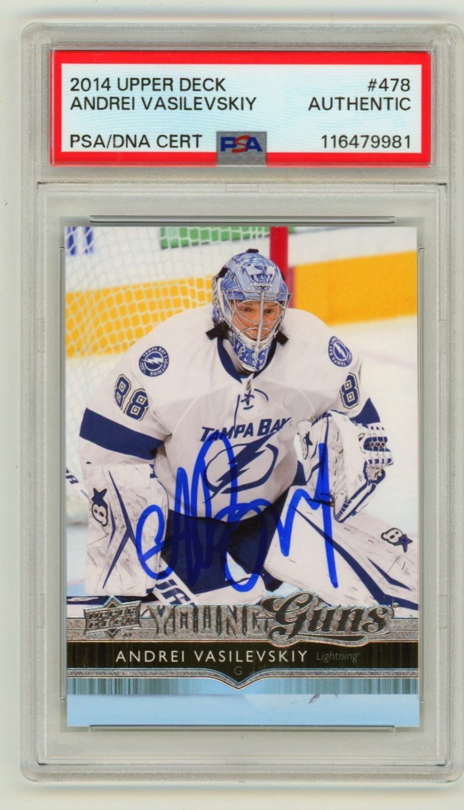Andrei Vasilevskiy Signed 2014-15 Upper Deck Young Guns Rookie Card PSA