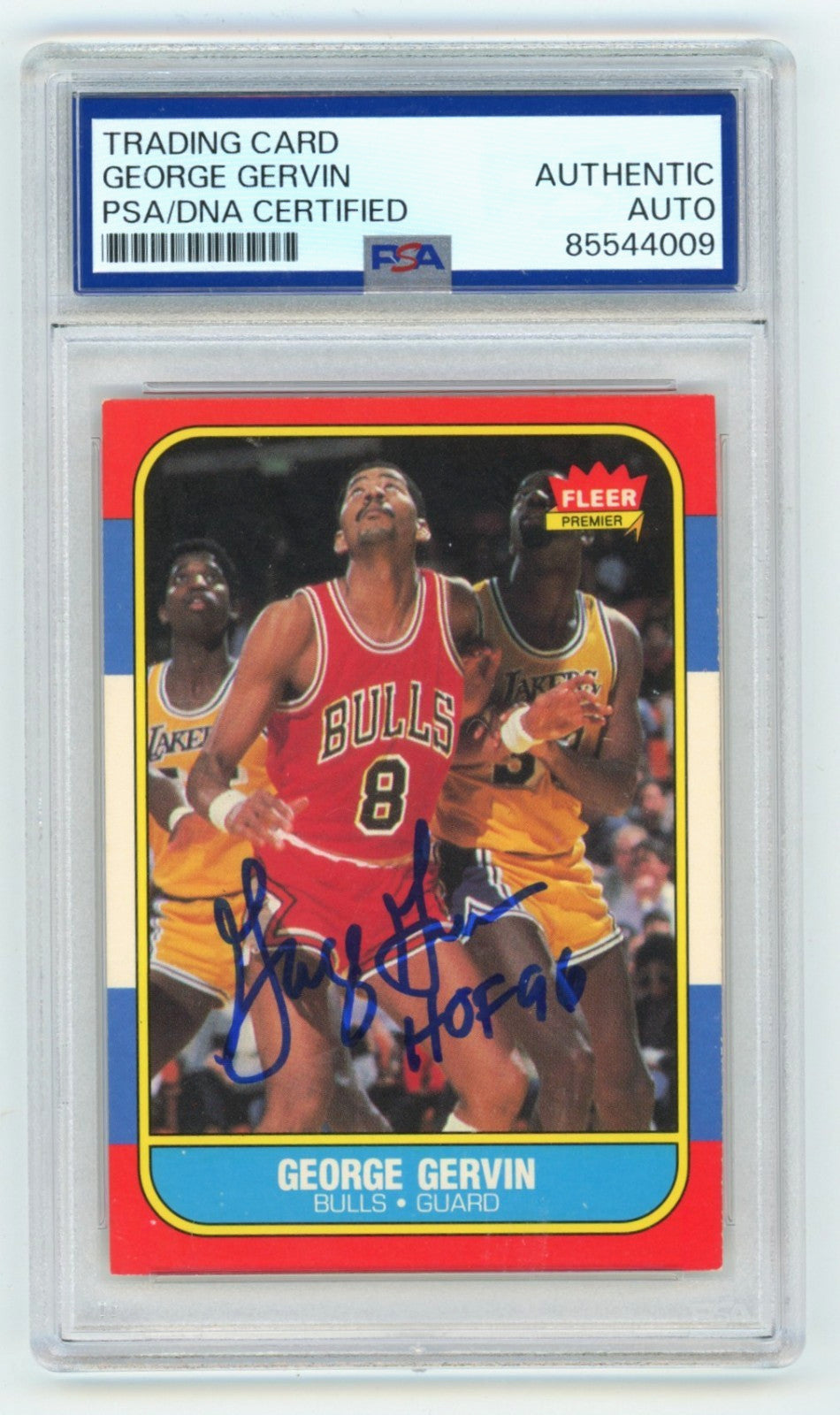 George Gervin Signed 1986-87 Fleer #36 Card HOF 96 Inscription PSA