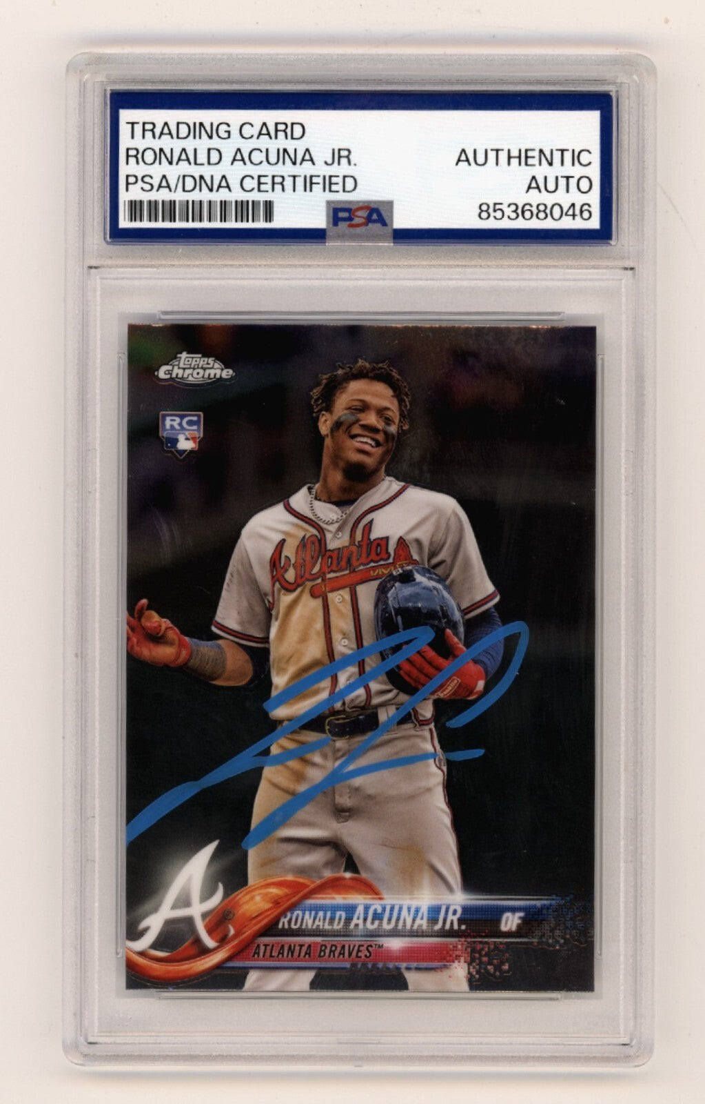 Ronald Acuna Jr Signed 2018 Topps Chrome Update Rookie Card PSA/DNA