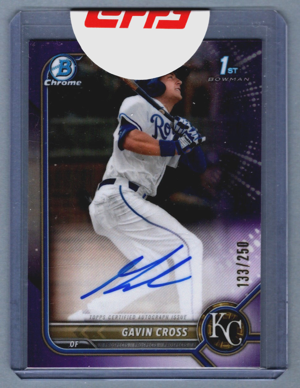 Gavin Cross Signed 2022 Bowman Chrome Draft 1st Purple Refractor Card /250