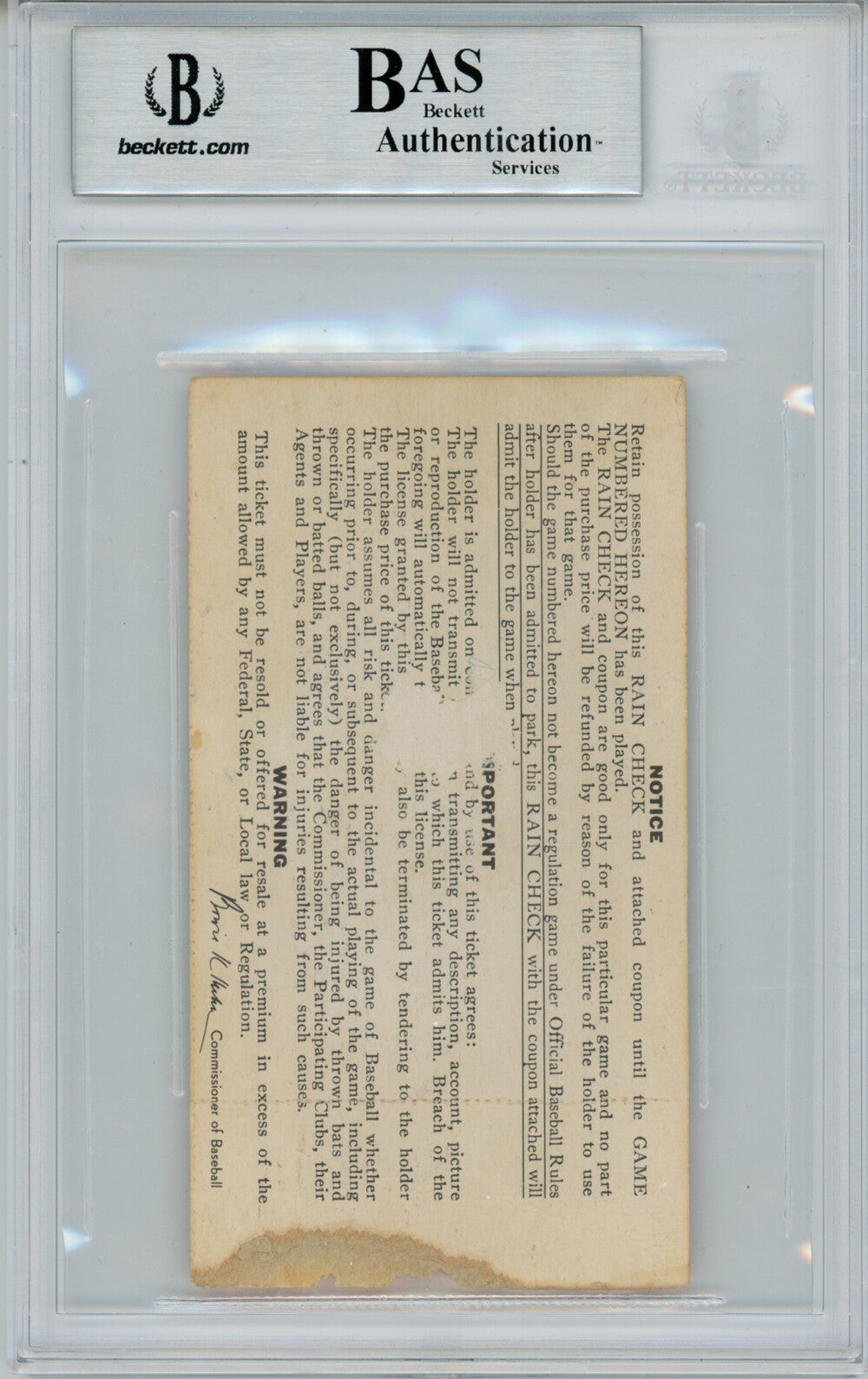 Brooks Robinson Autographed 1970 World Series Game 2 Ticket BAS Slabbed