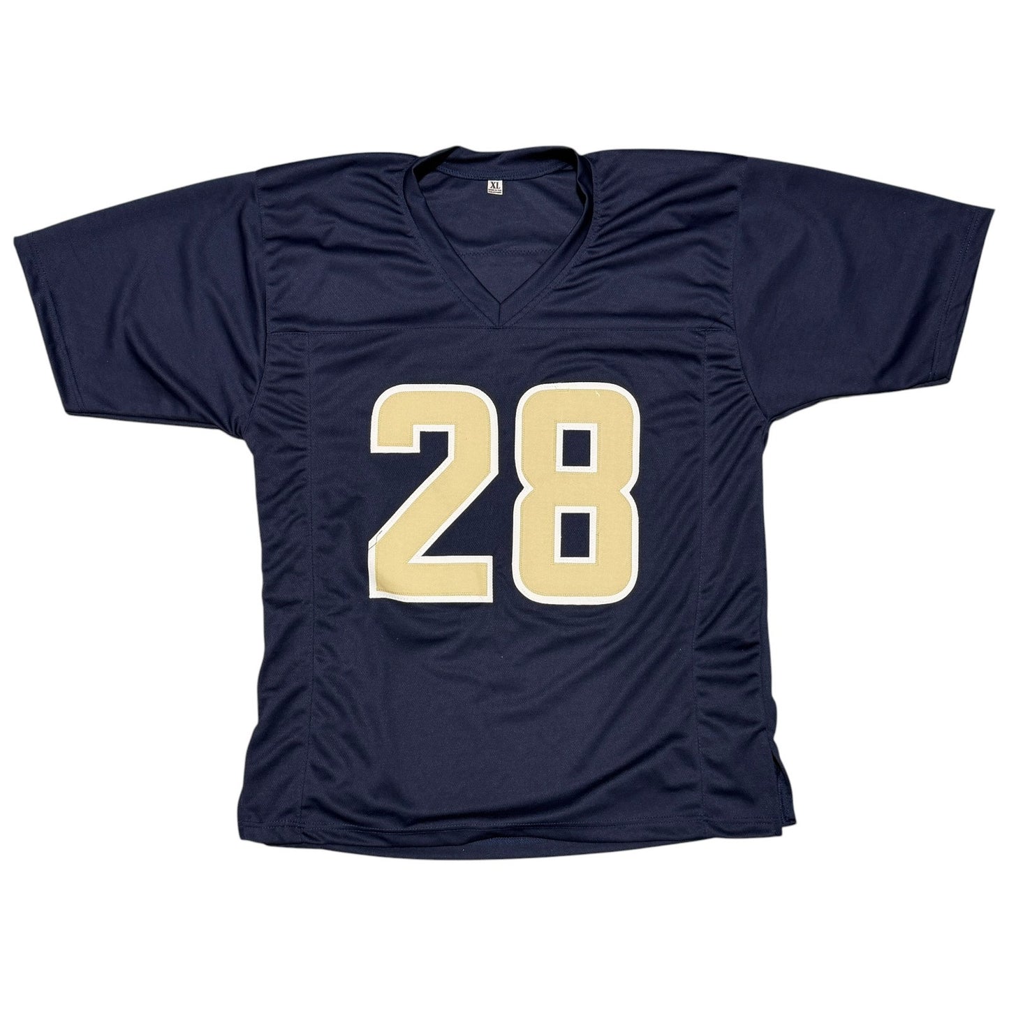 Marshall Faulk Autographed St. Louis Rams Custom Navy Jersey