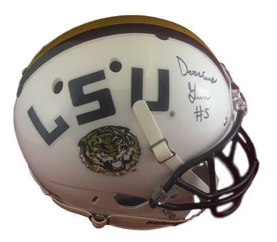 Derrius Guice Autographed LSU Tigers Full Size Replica Schutt Helmet