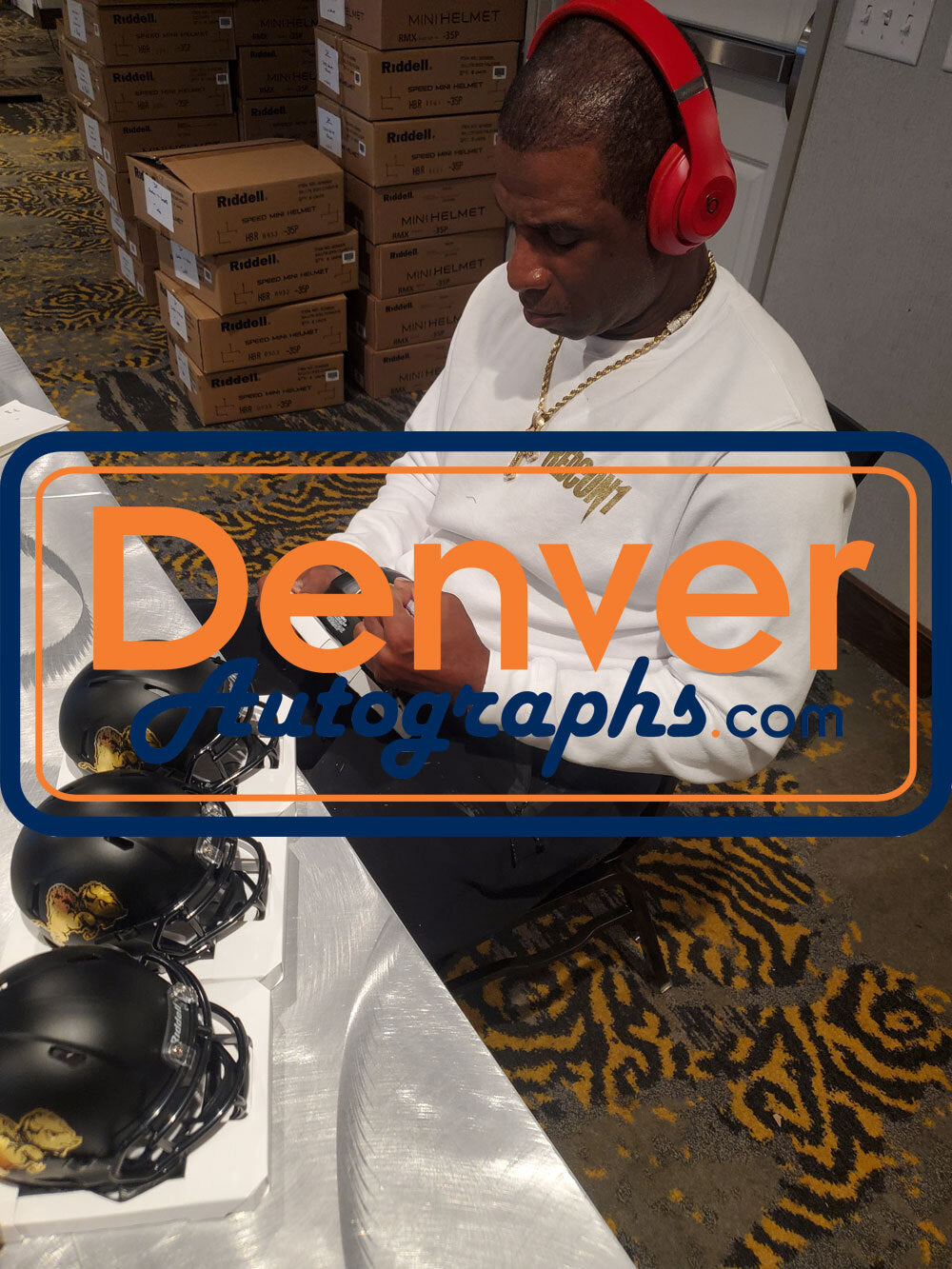 Deion Sanders Autographed Colorado Buffaloes Black Chrome Mini Helmet
