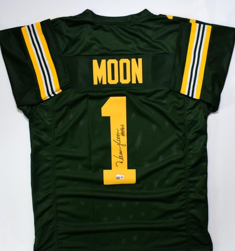 Warren Moon Autographed Green Custom Jersey with HOF Inscription