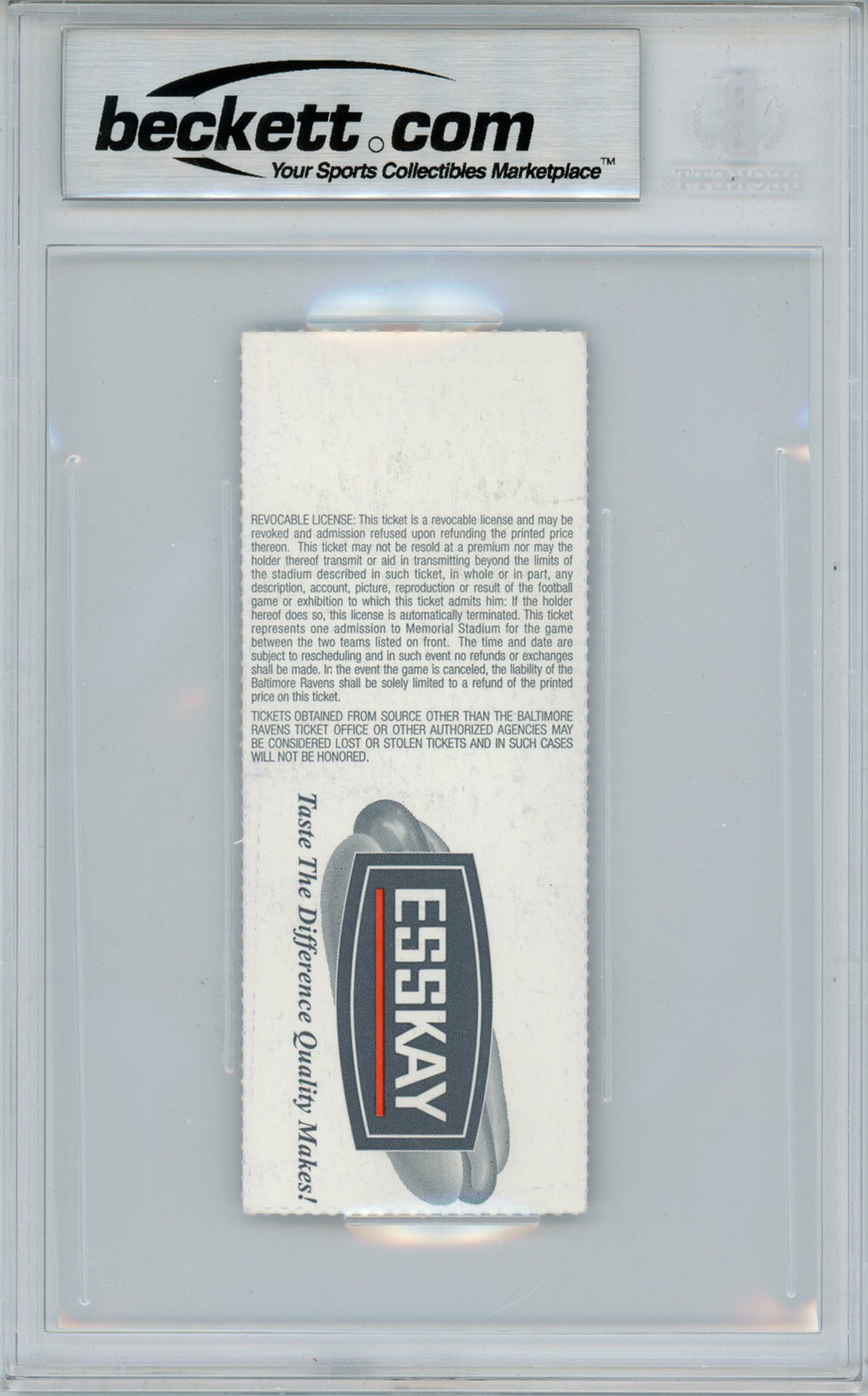 Ray Lewis Signed 12/7/1997 vs Seahawks Ticket Beckett Slabbed