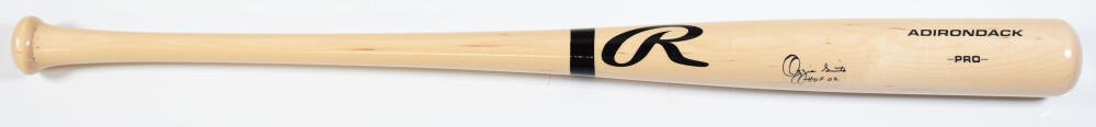 Ozzie Smith Signed Rawlings Blonde Pro Baseball Bat - HOF Inscribed