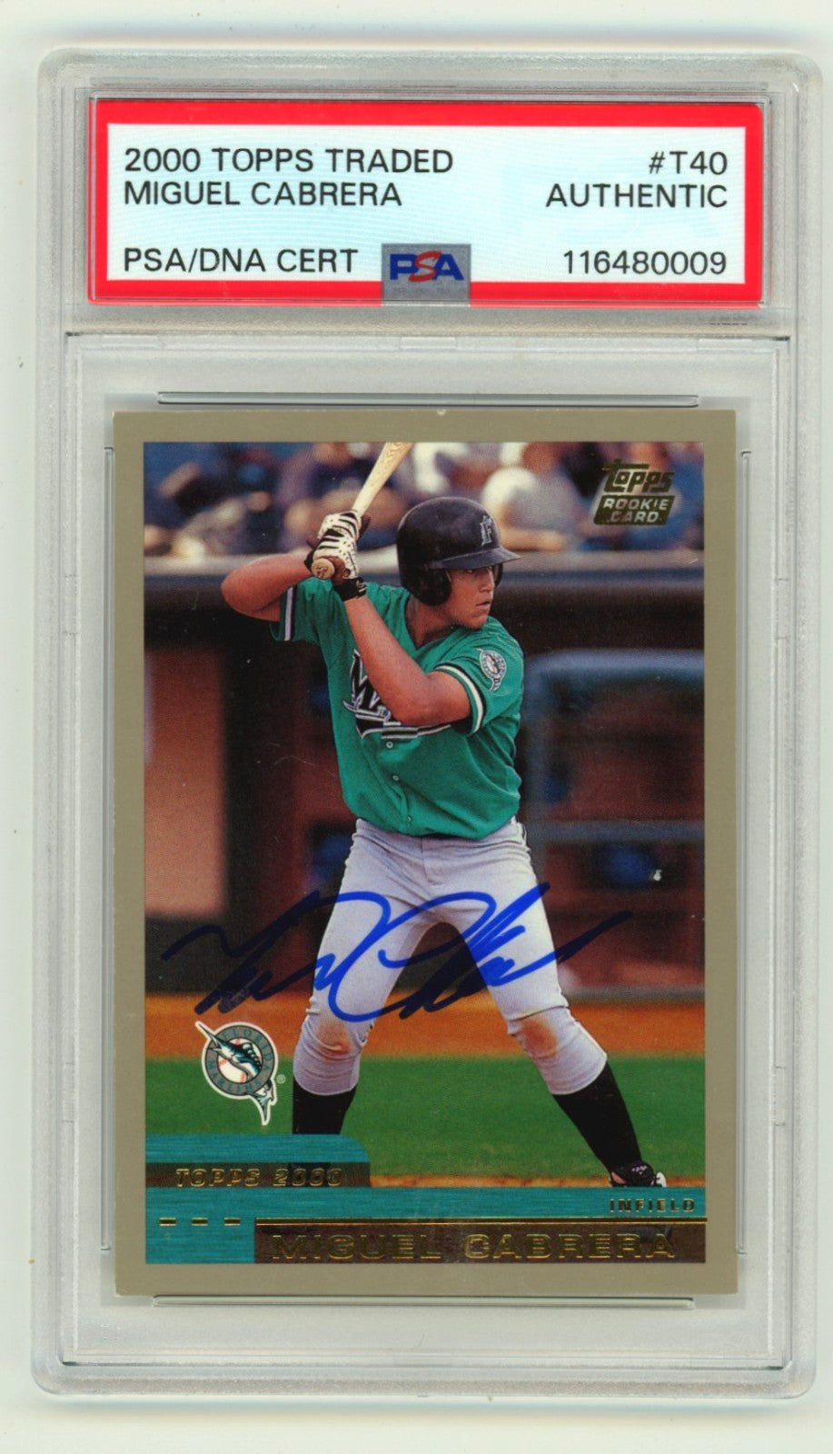 Miguel Cabrera Signed 2000 Topps Traded T40 Rookie Card PSA Authentic
