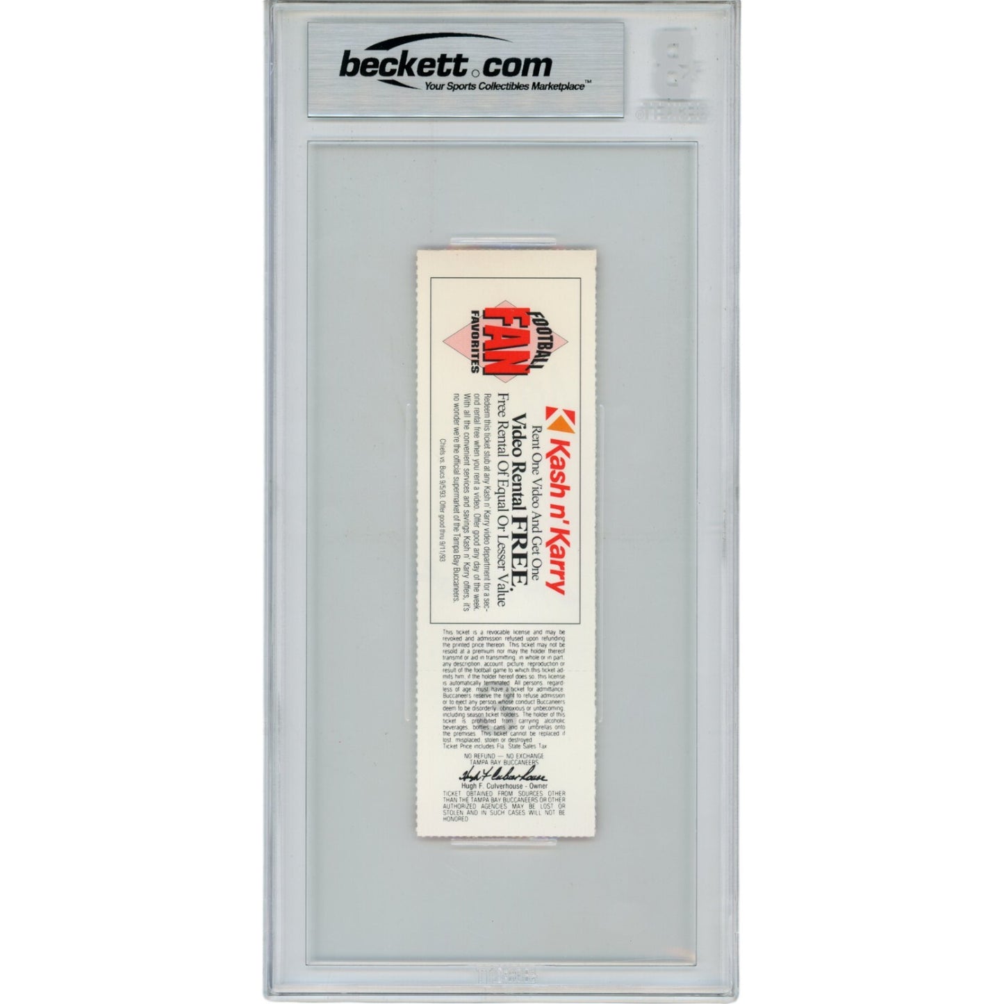 John Lynch Signed Tampa Bay Buccaneers NFL Debut Ticket Stub BAS Slabbed