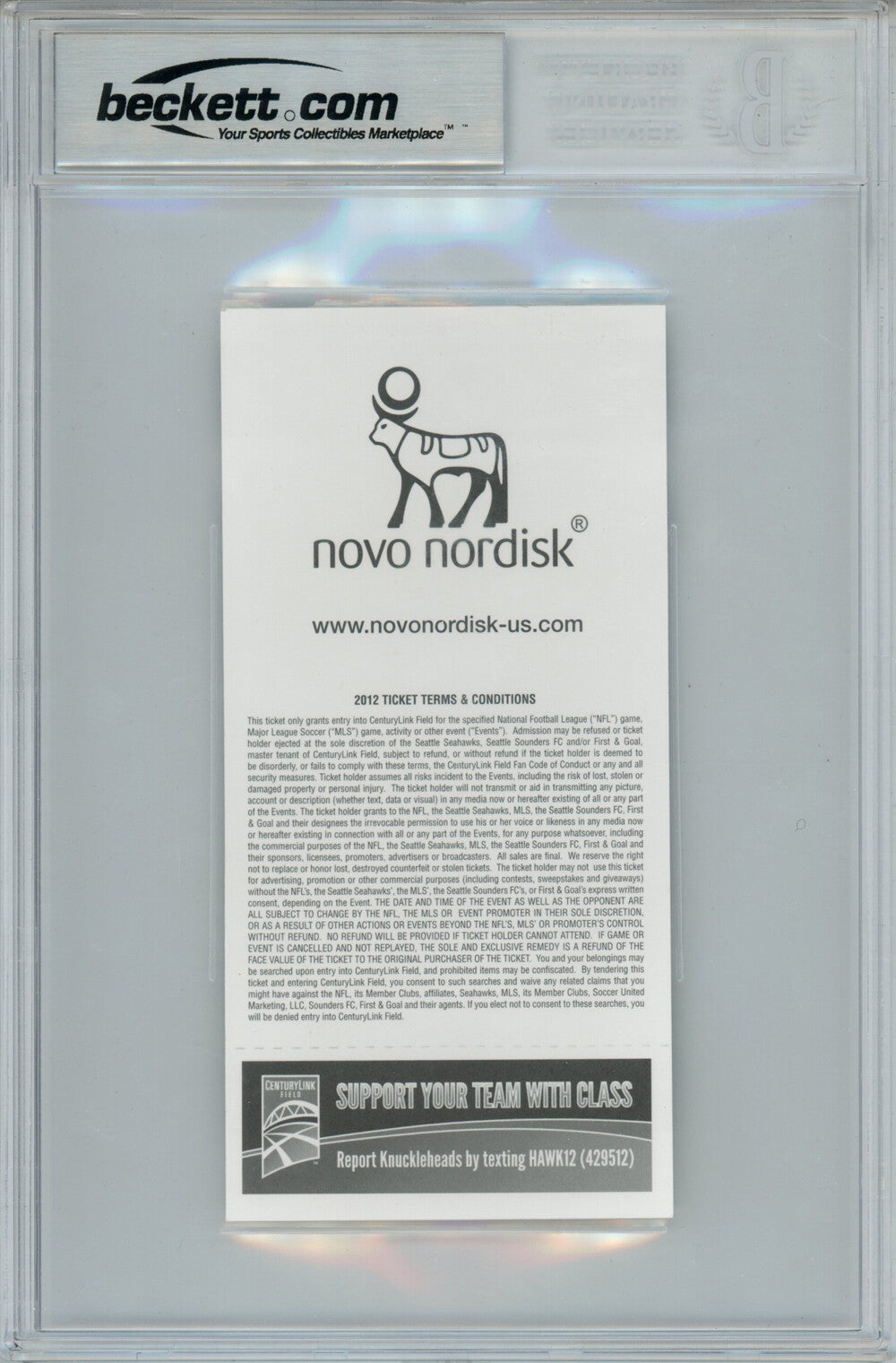 Adrian Peterson Autographed Ticket Stub 11/4/2012 "2097 Yds" Beckett Slab
