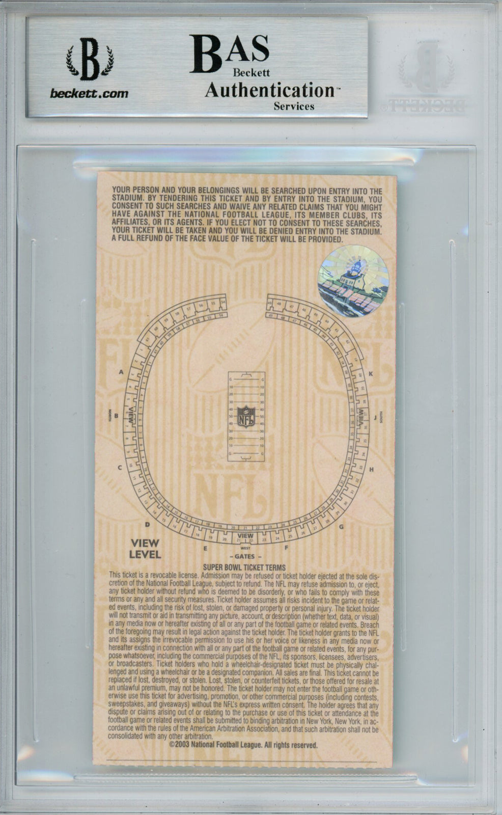 Dexter Jackson Signed Super Bowl XXXVII Ticket Stub SB MVP Beckett Slab