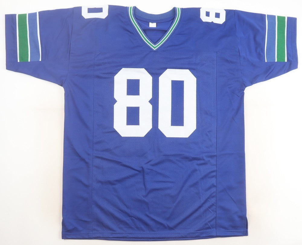 Steve Largent Signed Seattle Seahawks Custom Football Jersey (HOF 95)