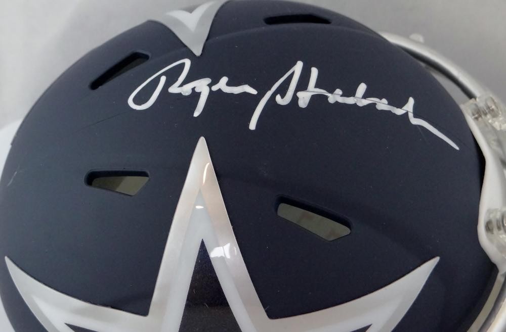 Roger Staubach Signed Dallas Cowboys AMP Speed Mini Helmet