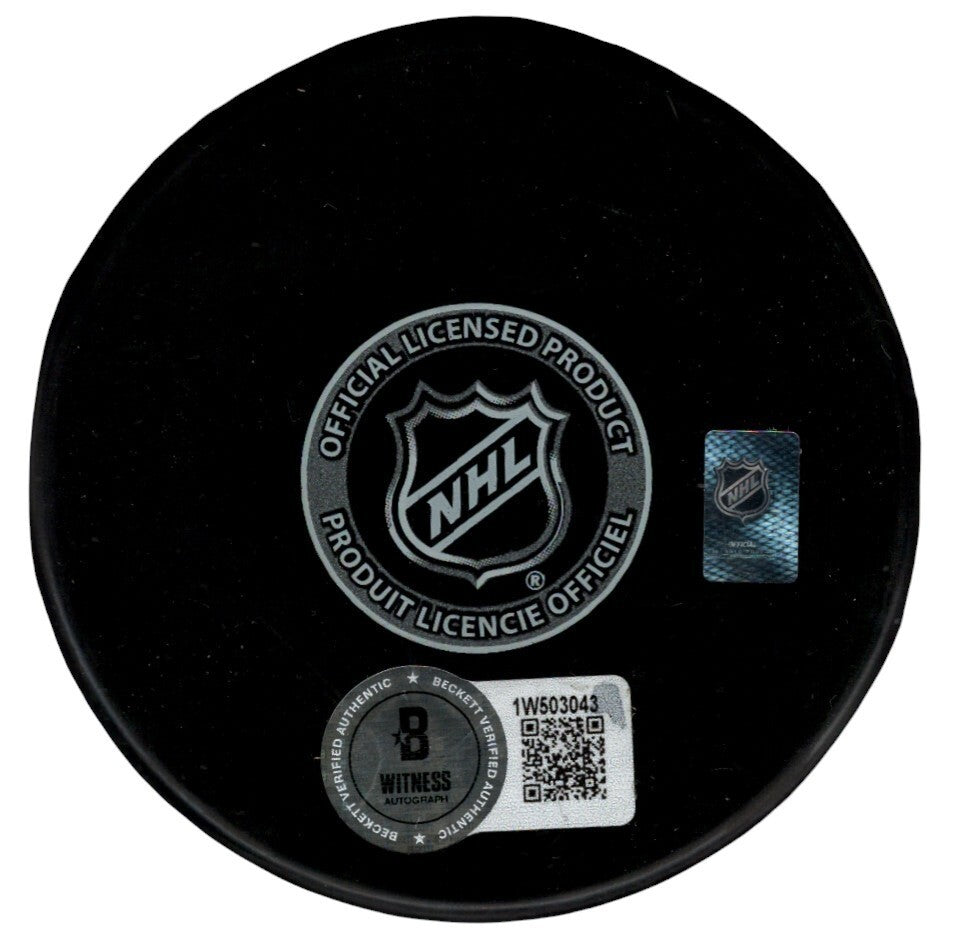 Jean Ratelle Signed Boston Bruins Puck with HOF 85 Inscription (BAS COA)