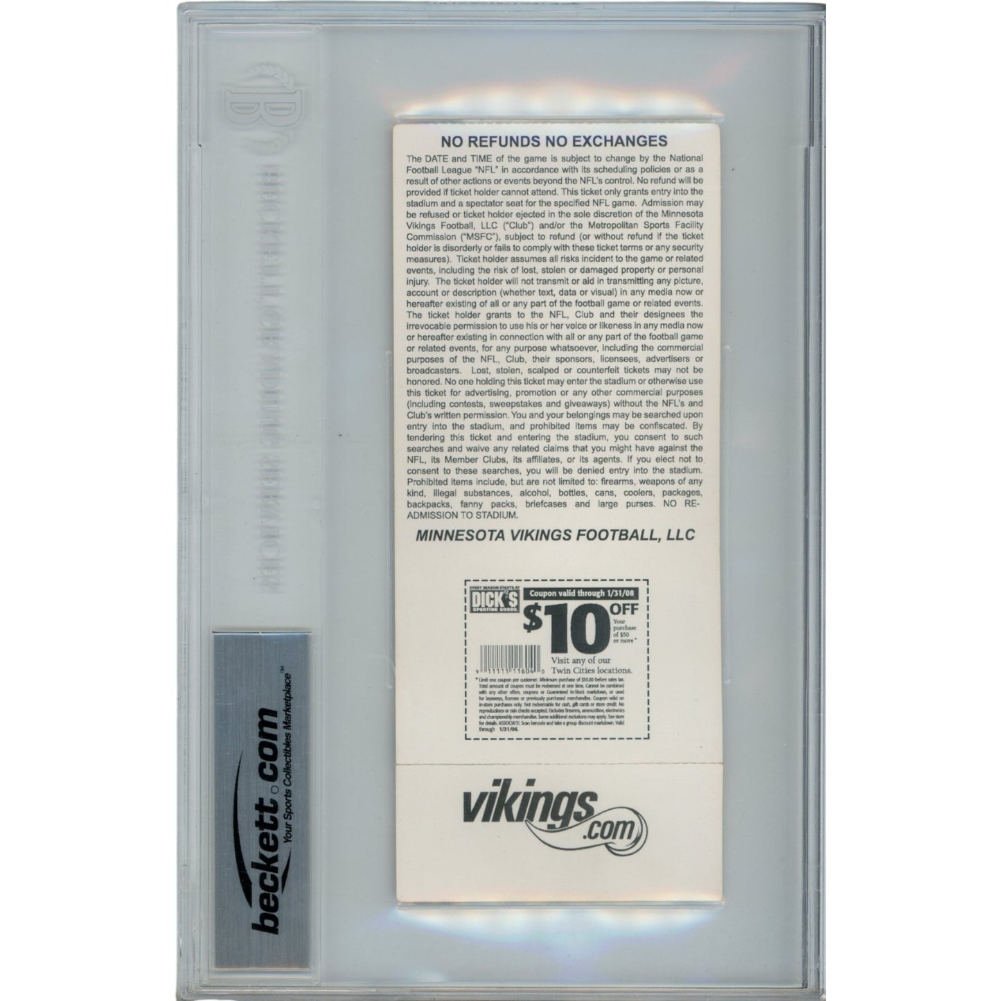 Adrian Peterson Autographed Minnesota Vikings Slabbed Ticket Stub