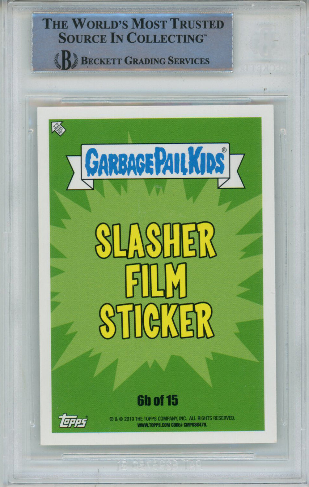 Ari Lehman Signed Garbage Pail Kids Bottom of Blake #SF6B Card BAS Slabbed