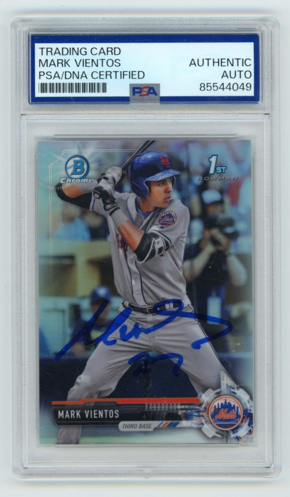 Mark Vientos Autographed 2017 Bowman Chrome 1st Refractor PSA Authentic