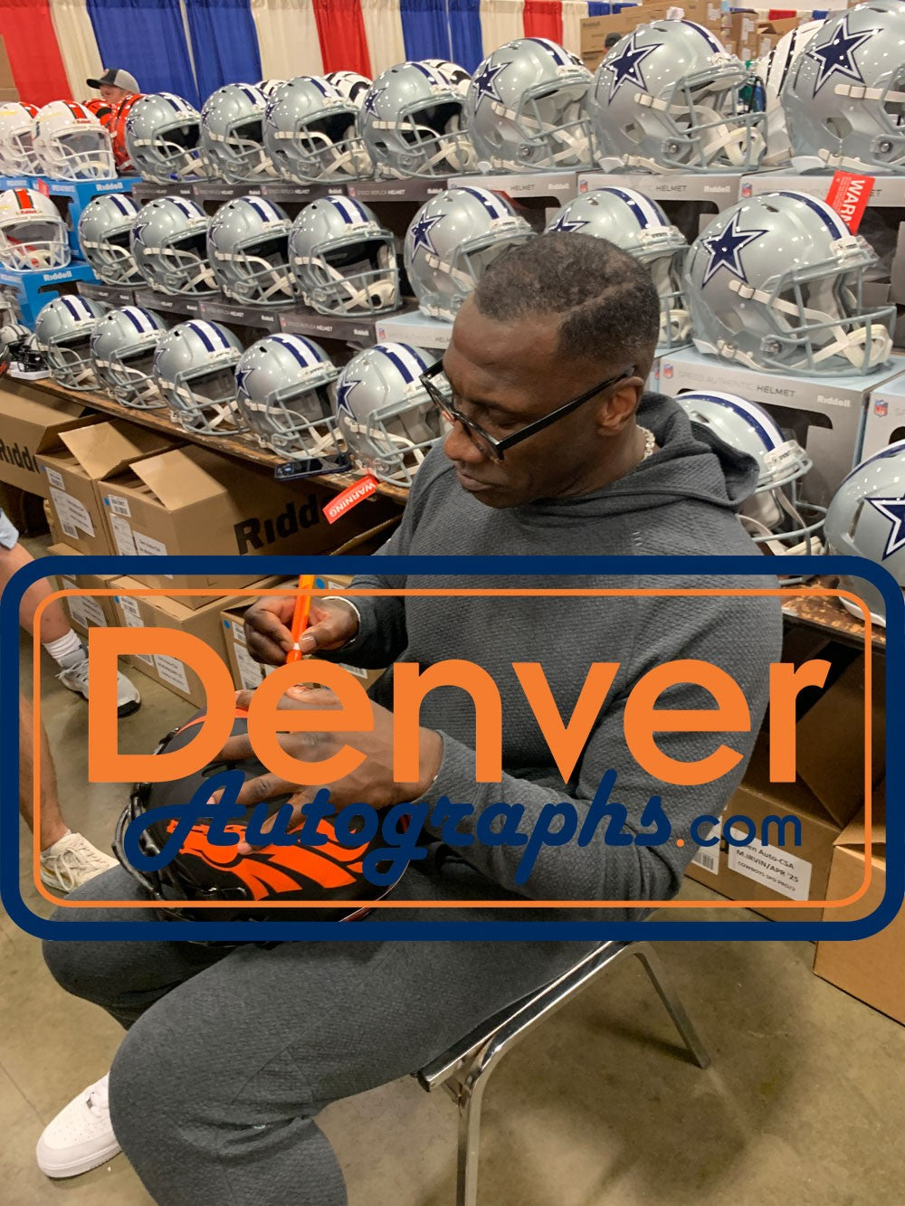 Shannon Sharpe Denver Broncos Autographed Authentic Eclipse Full Size Helmet