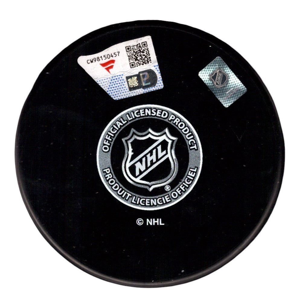Connor Hellebuyck Signed Winnipeg Jets Logo Puck - Secretary of Defense