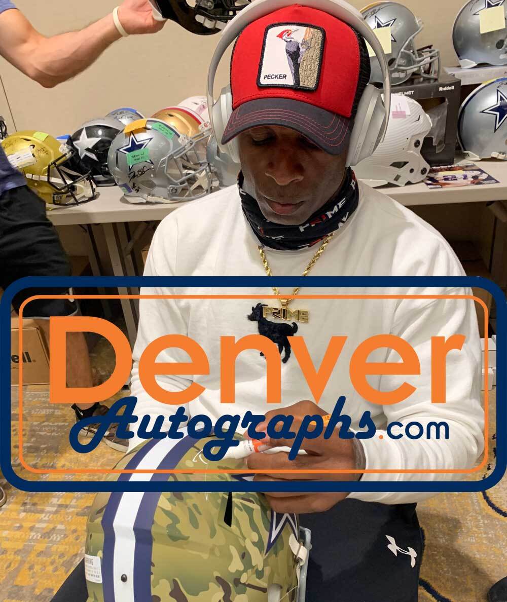 Deion Sanders Signed Dallas Cowboys Full Size Camo Speed Helmet