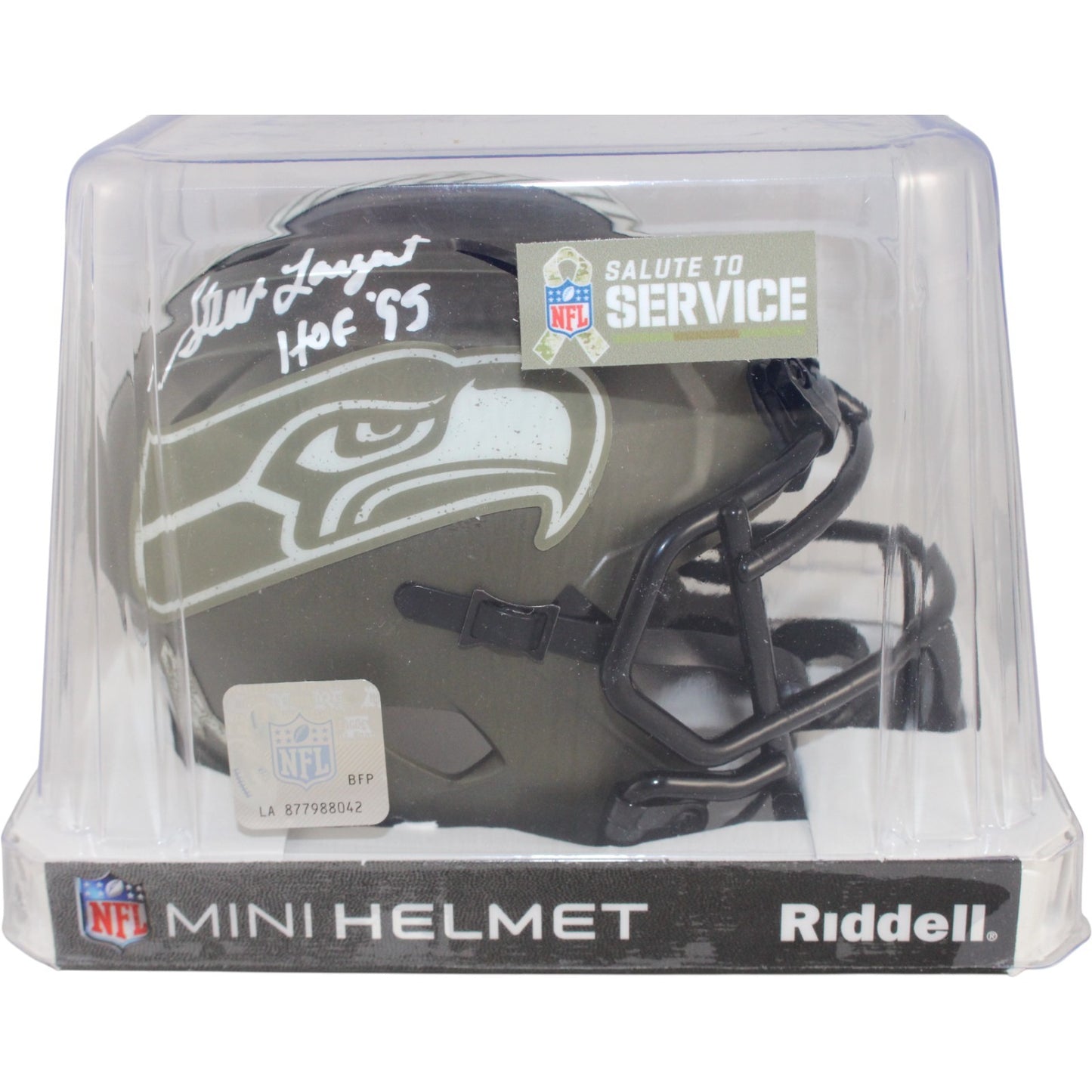 Steve Largent Signed Seattle Seahawks 2022 Salute to Service Mini Helmet