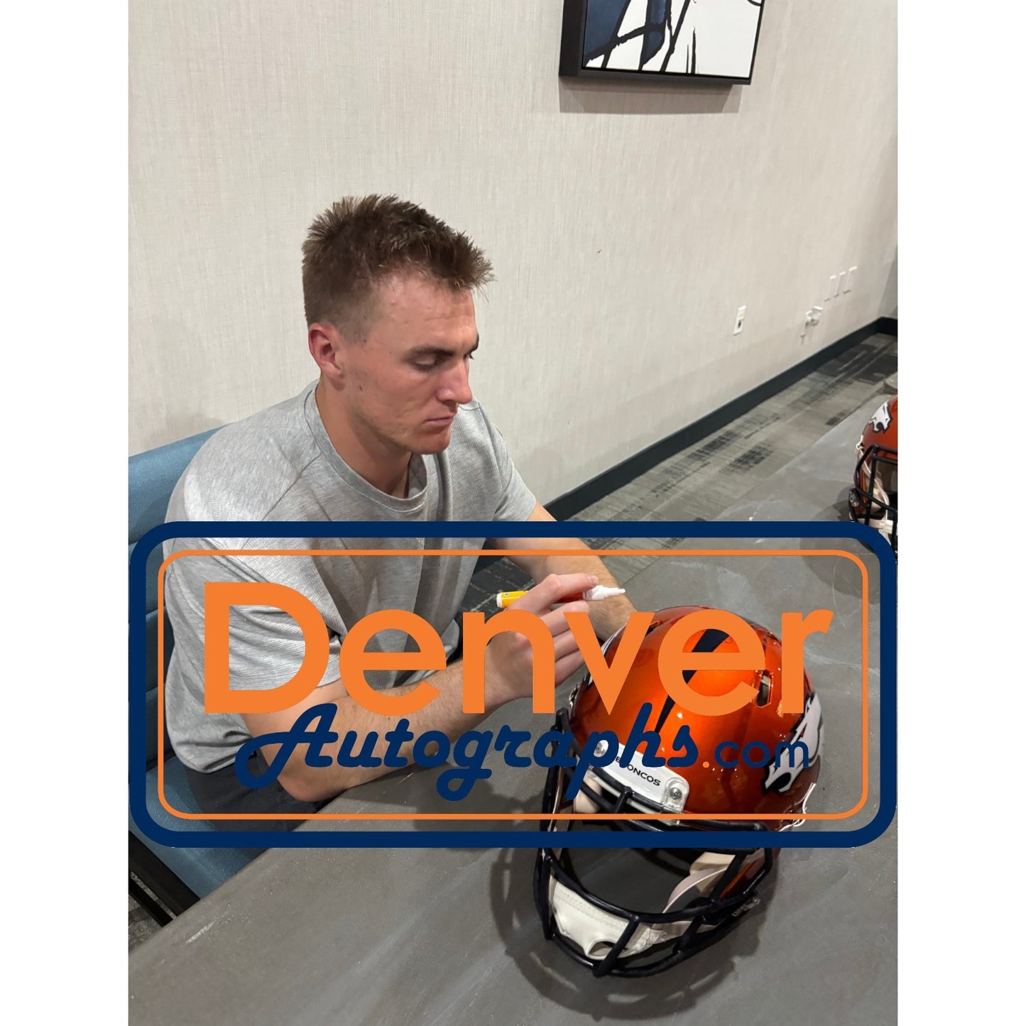 Bo Nix Autographed Denver Broncos Full Size Authentic Flash Helmet