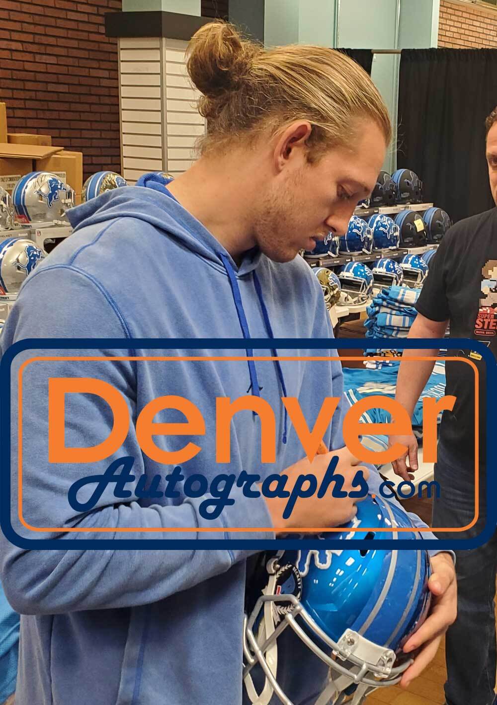 TJ Hockenson Autographed Detroit Lions Flash Speed Full Size Replica Helmet