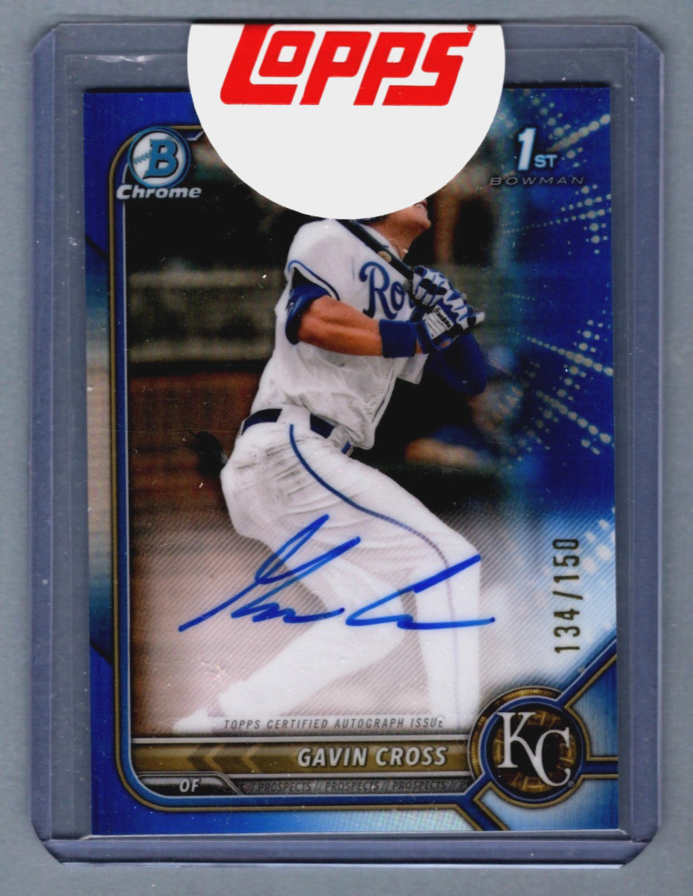 Gavin Cross Signed 2022 Bowman Chrome Draft Blue Refractor Rookie Card /150