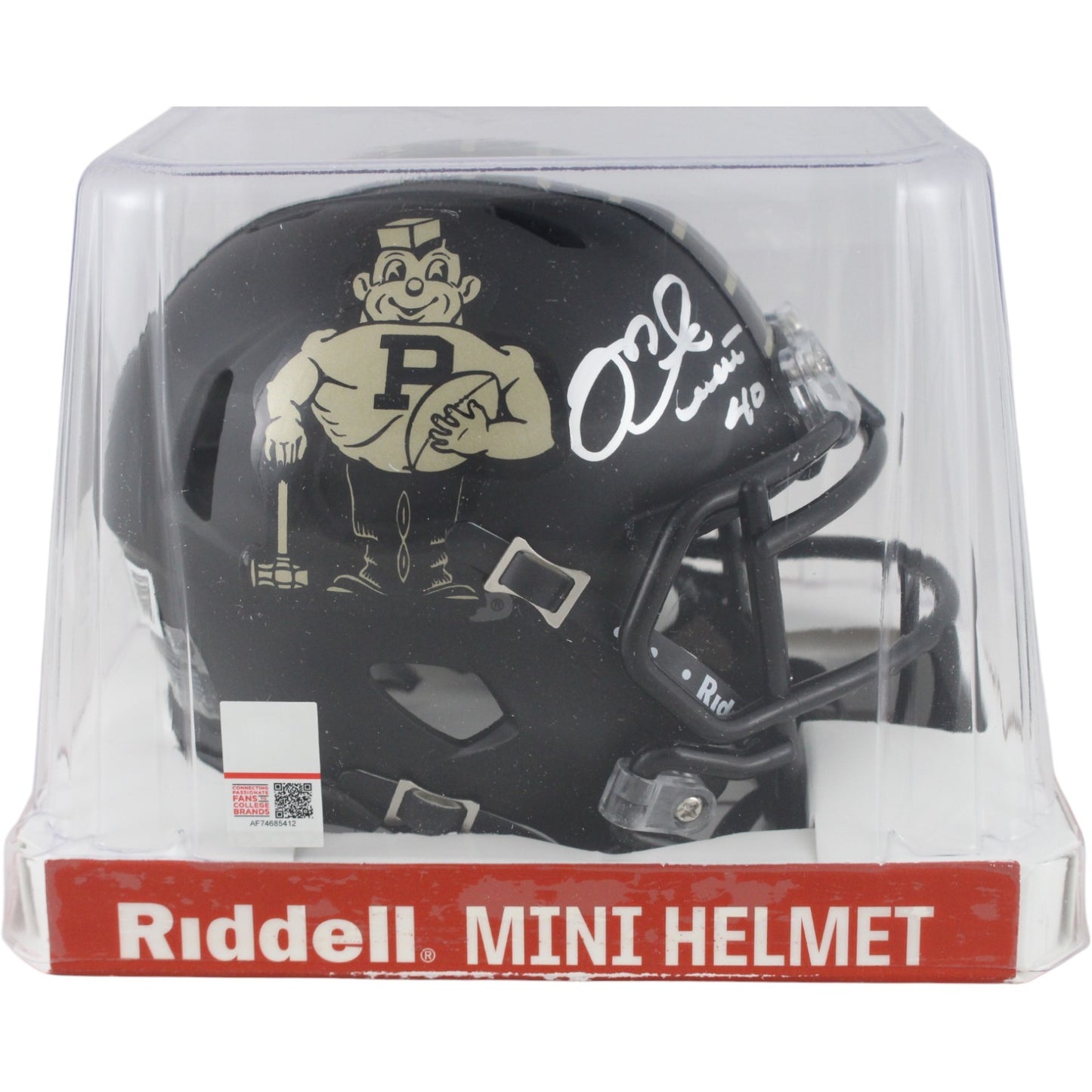 Mike Alstott Signed Purdue Boilermakers Vintage Pete Mini Helmet