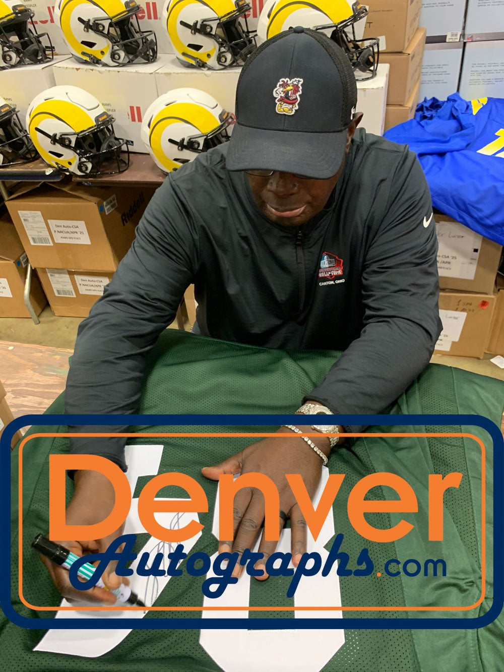 Sterling Sharpe Autographed Custom Football Jersey (HOF Inscription)