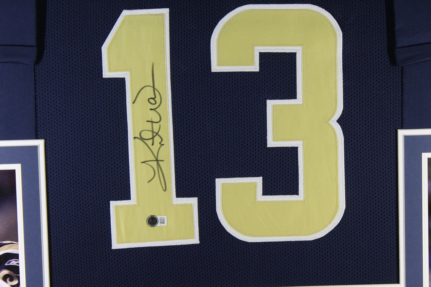 Kurt Warner Autographed Pro Style Blue Framed Jersey (Beckett)