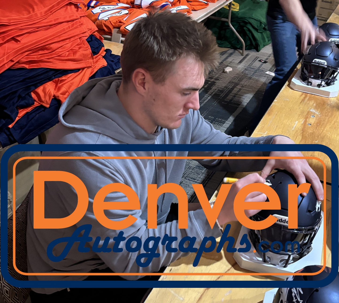 Bo Nix Denver Broncos Autographed Mid-Size Midi Helmet