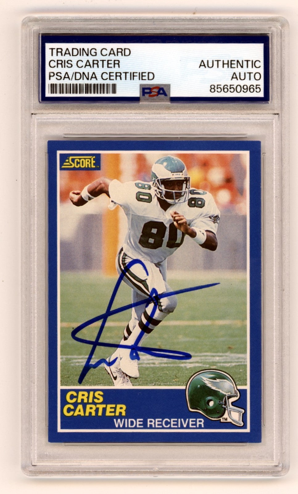 Cris Carter Signed 1989 Score Rookie Card #72 PSA Authentic (Eagles)