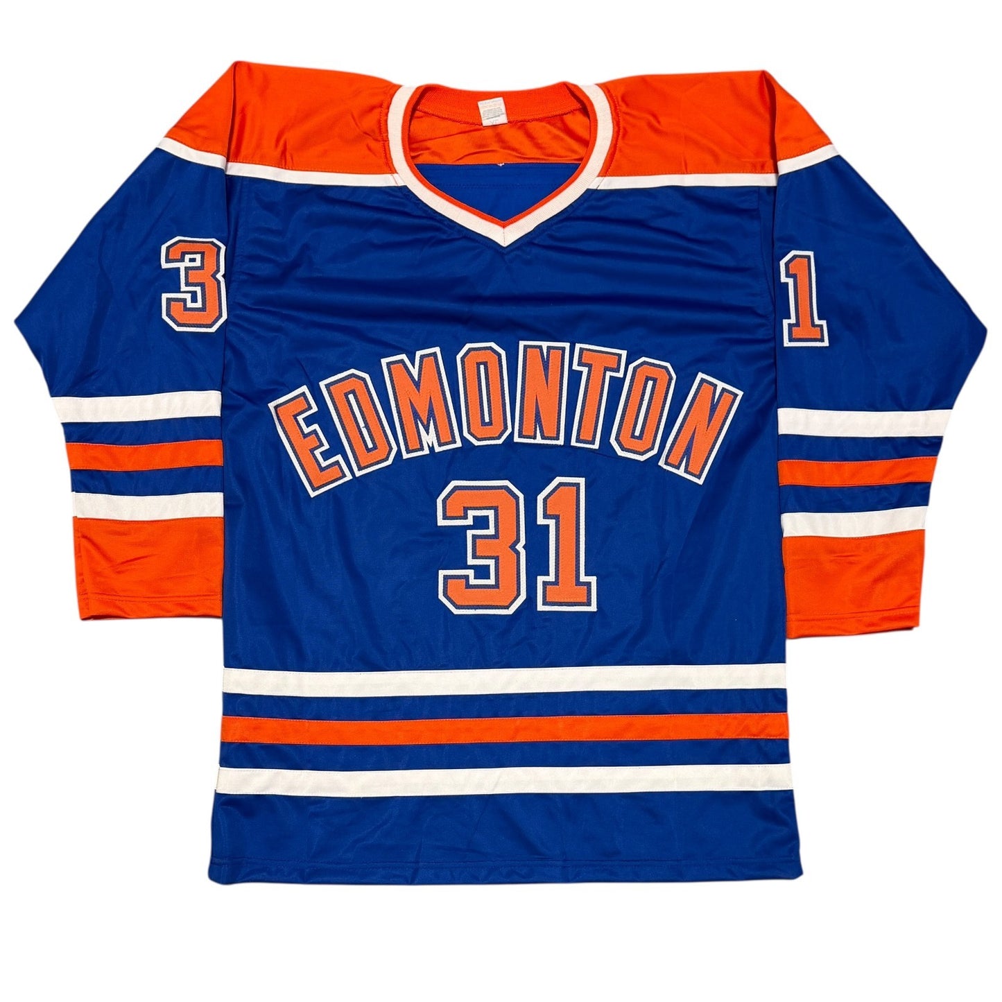 Grant Fuhr Signed Edmonton Oilers Custom Hockey Jersey Beckett BAS