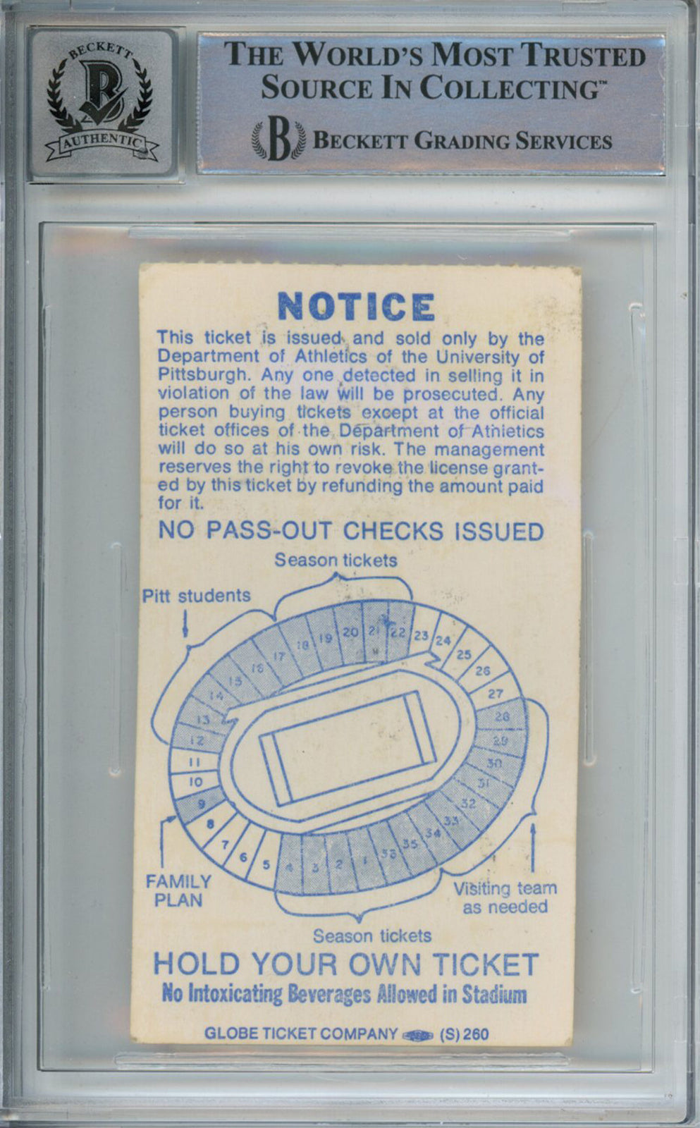 Tony Dorsett Signed 1976 vs Army Ticket Stub Heisman Beckett 10 Slab