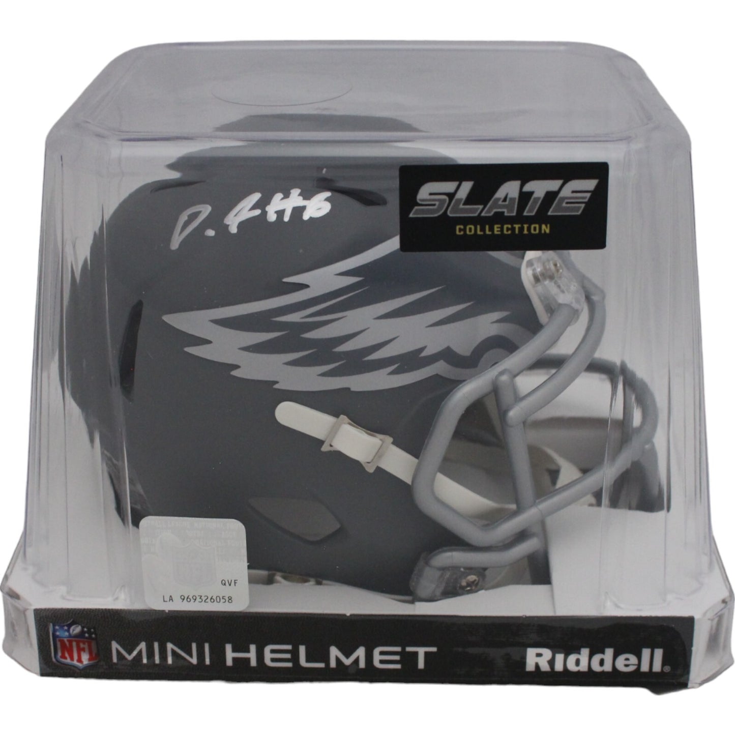 Devonta Smith Signed Philadelphia Eagles Slate Mini Helmet
