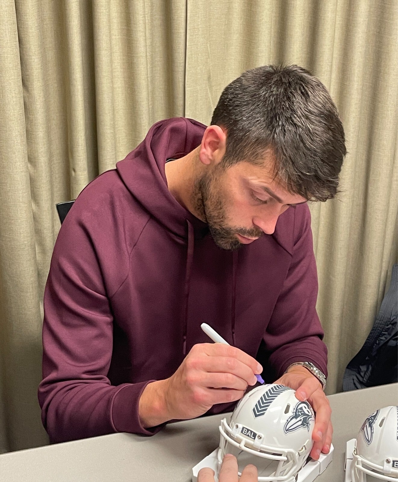 Justin Tucker Signed Baltimore Ravens 2024 Salute to Service Mini Helmet BAS
