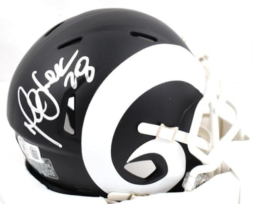 Marshall Faulk Signed St. Louis Rams Flat Black Speed Mini Helmet