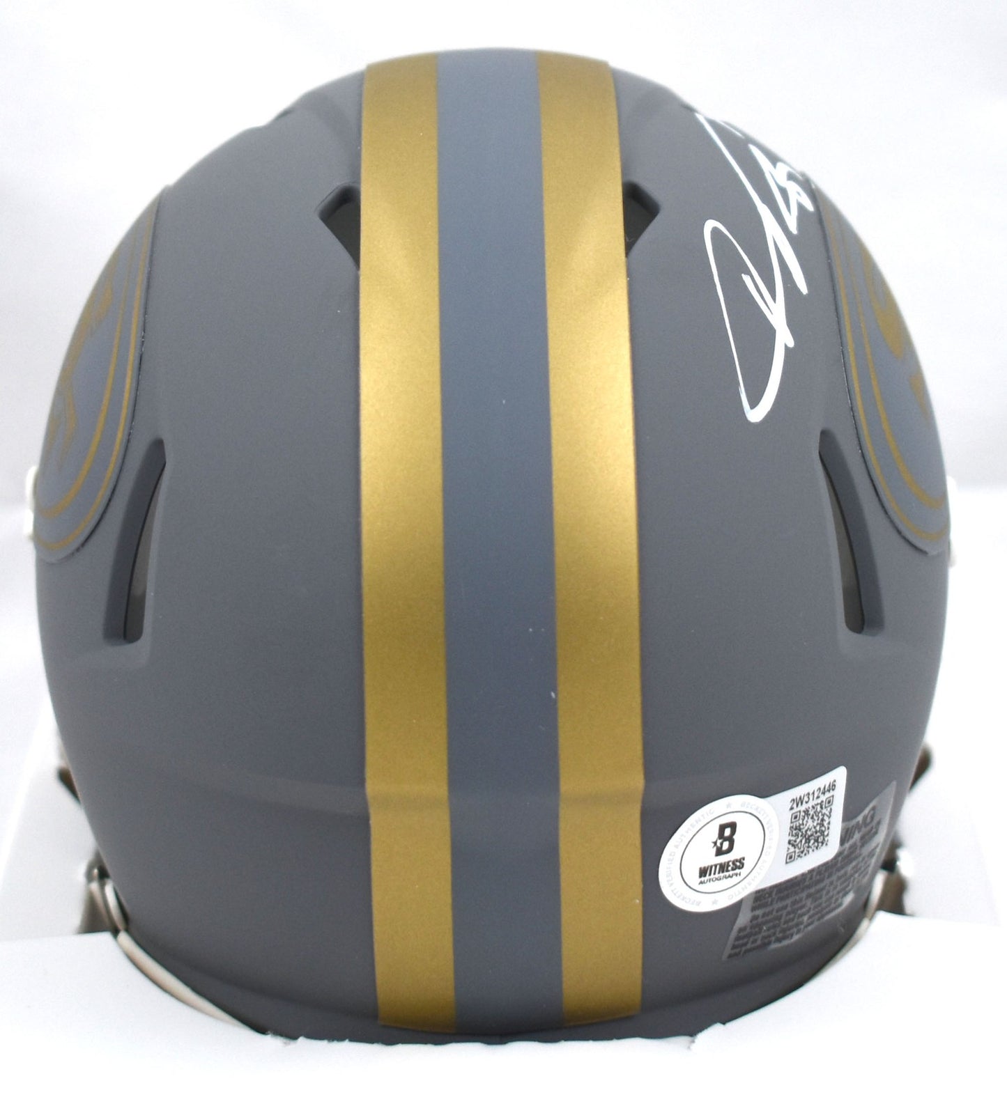 Vernon Davis Signed San Francisco 49ers Slate Speed Mini Helmet