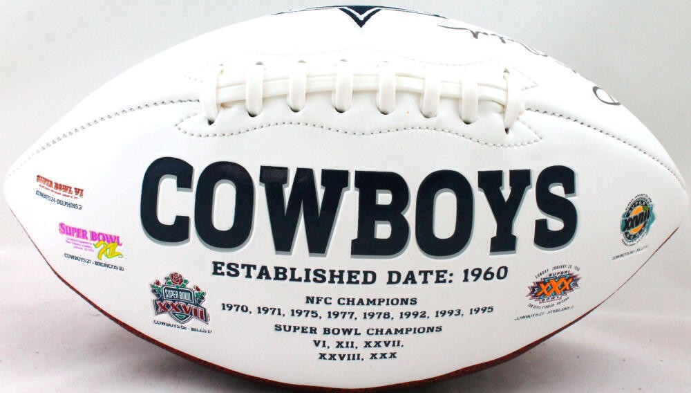 Roger Staubach Autographed Dallas Cowboys Logo Football