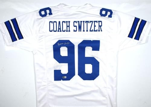 Barry Switzer Signed White Custom Jersey - Hall of Fame Stats