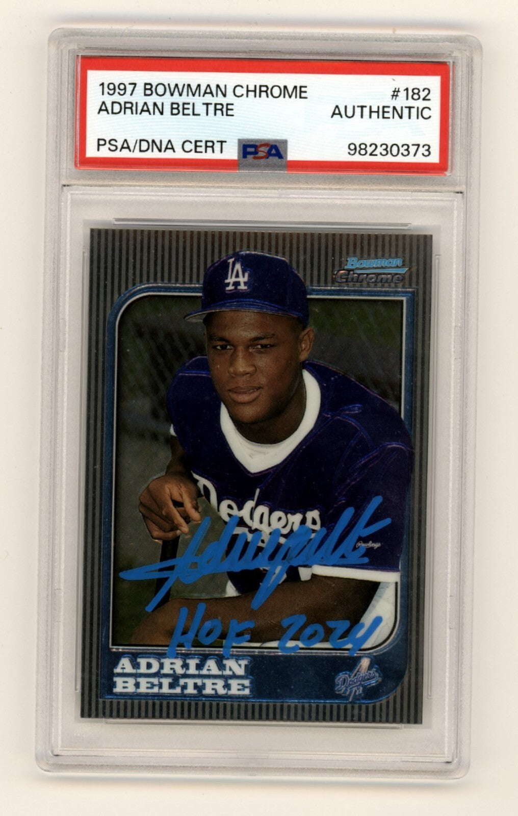 Adrian Beltre Autographed 1997 Bowman Chrome #182 Rookie Card HOF 24 PSA