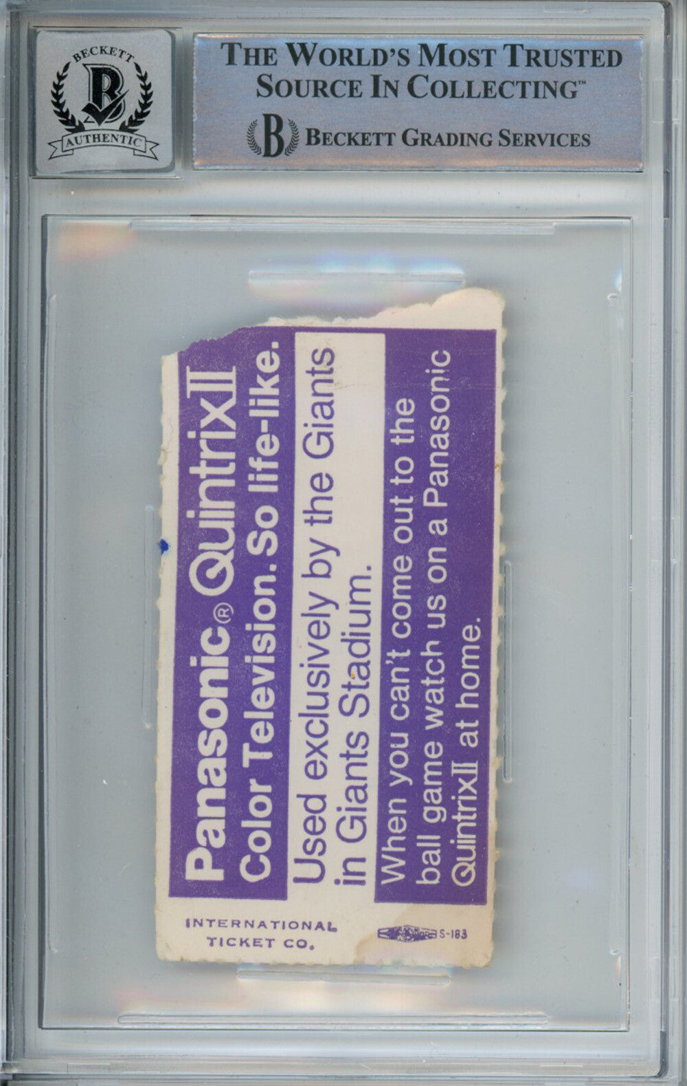 Tony Dorsett Signed Dallas Cowboys 1977 Giants Ticket Stub Beckett Slab