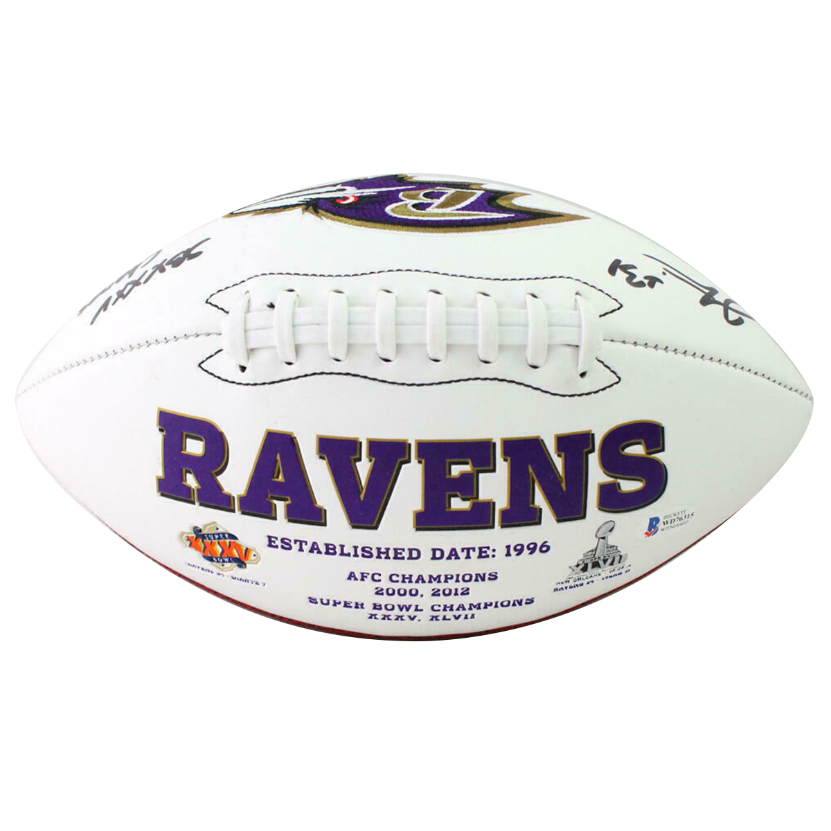 Jamal Lewis Baltimore Ravens Signed Logo Football w/ Insc (BAS COA)