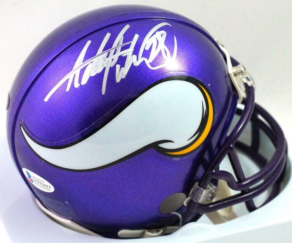 Adrian Peterson Minnesota Vikings Autographed Minnesota Vikings 06-12 TB Mini Helmet-(BAS COA), ,