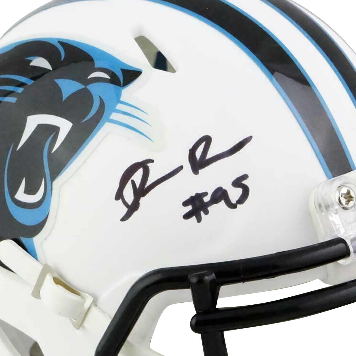 Derrick Brown Carolina Panthers Signed Flat White Speed Mini Helmet (JSA COA)