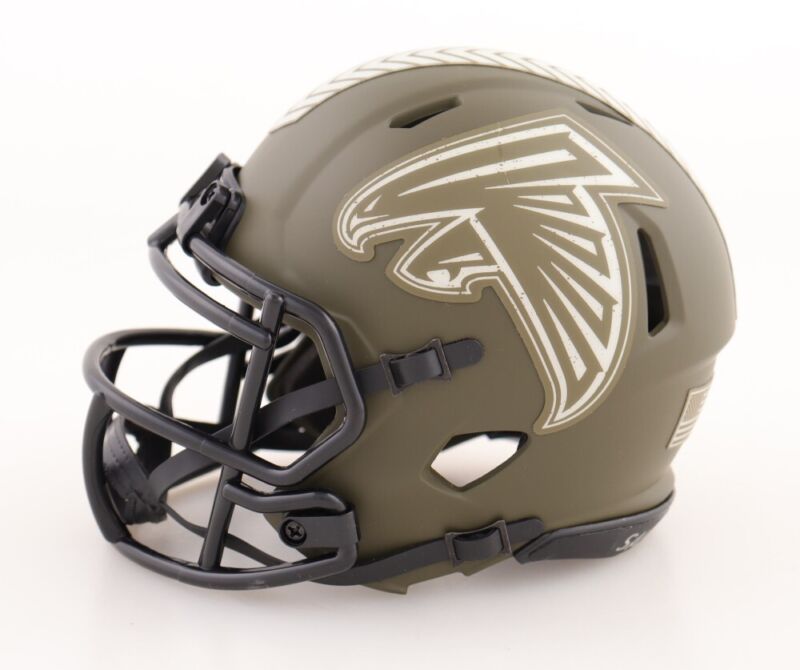 ANDRE RISON AUTOGRAPHED ATLANTA FALCONS SALUTE TO SERVICE MINI HELMET PSA COA